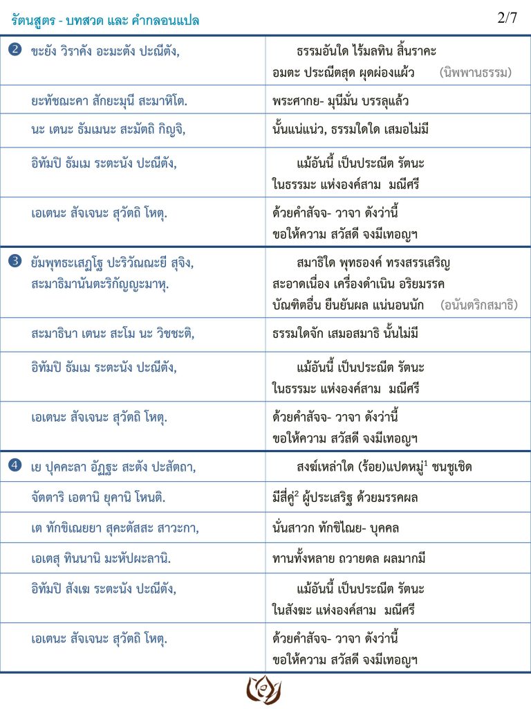 รัตนสูตร-บทแปล