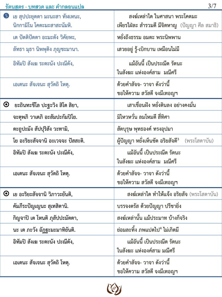 รัตนสูตร-บทแปล