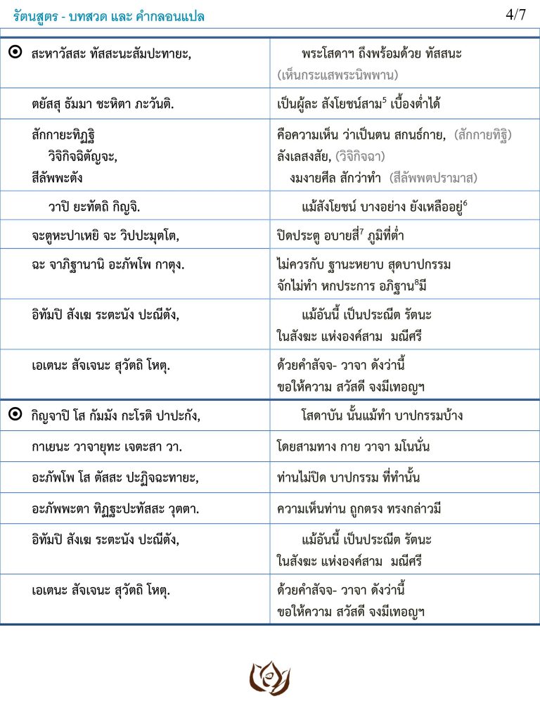 รัตนสูตร-บทแปล